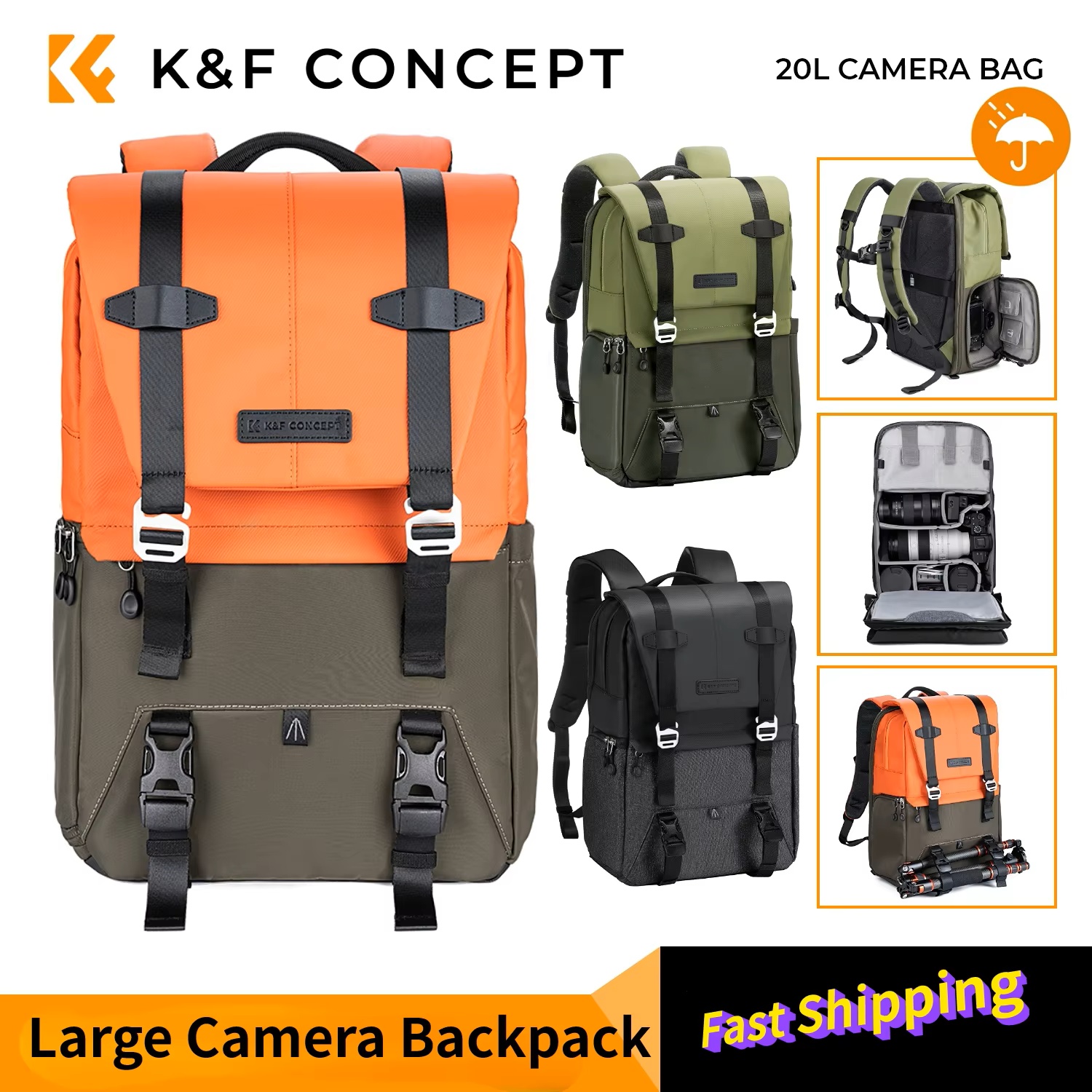 Phone Accessories For Photography - K&F CONCEPT Camera Backpack Travel Photography
