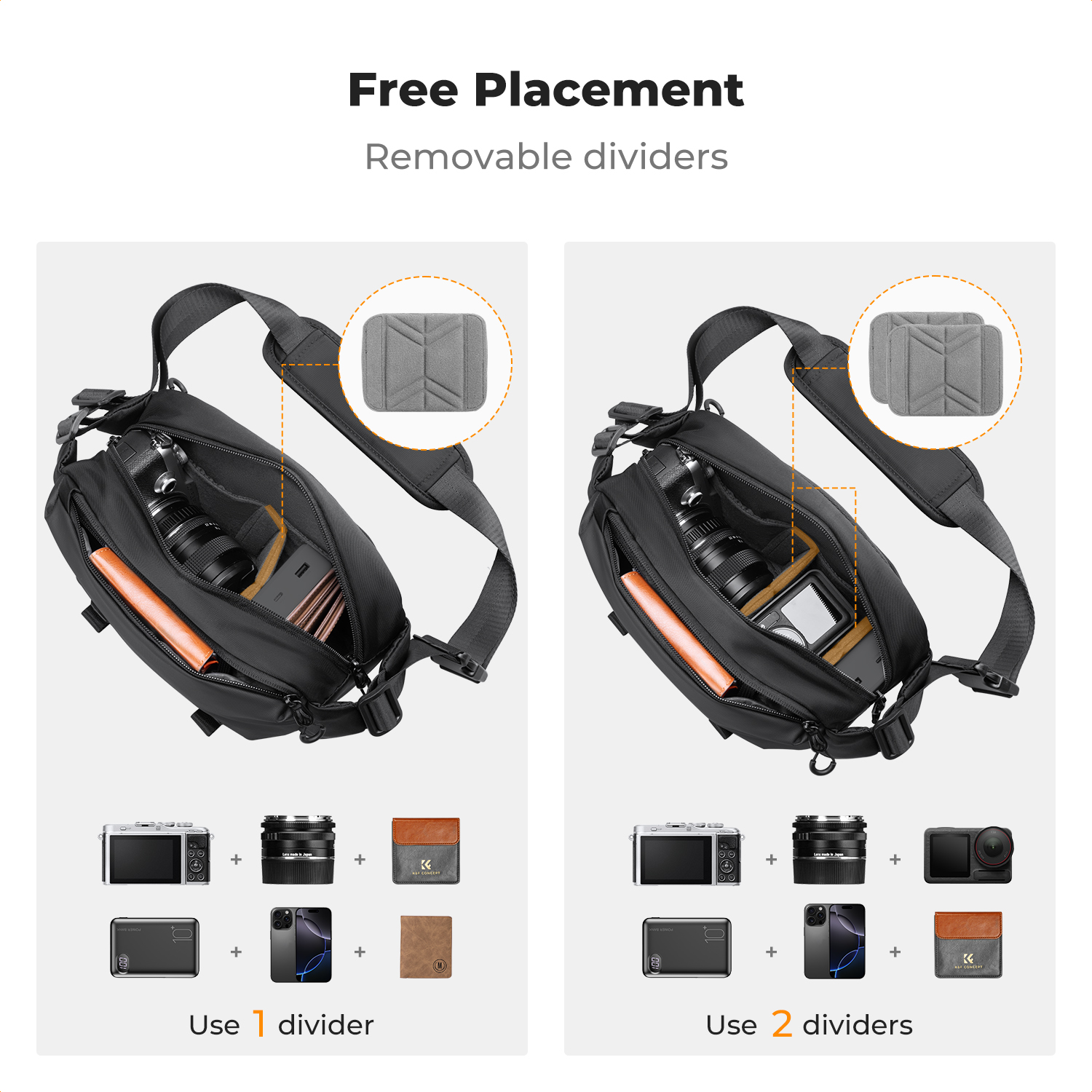 K&F CONCEPT 4L Camera Sling Ba - đánh giá và giá Phone Accessories For Photography